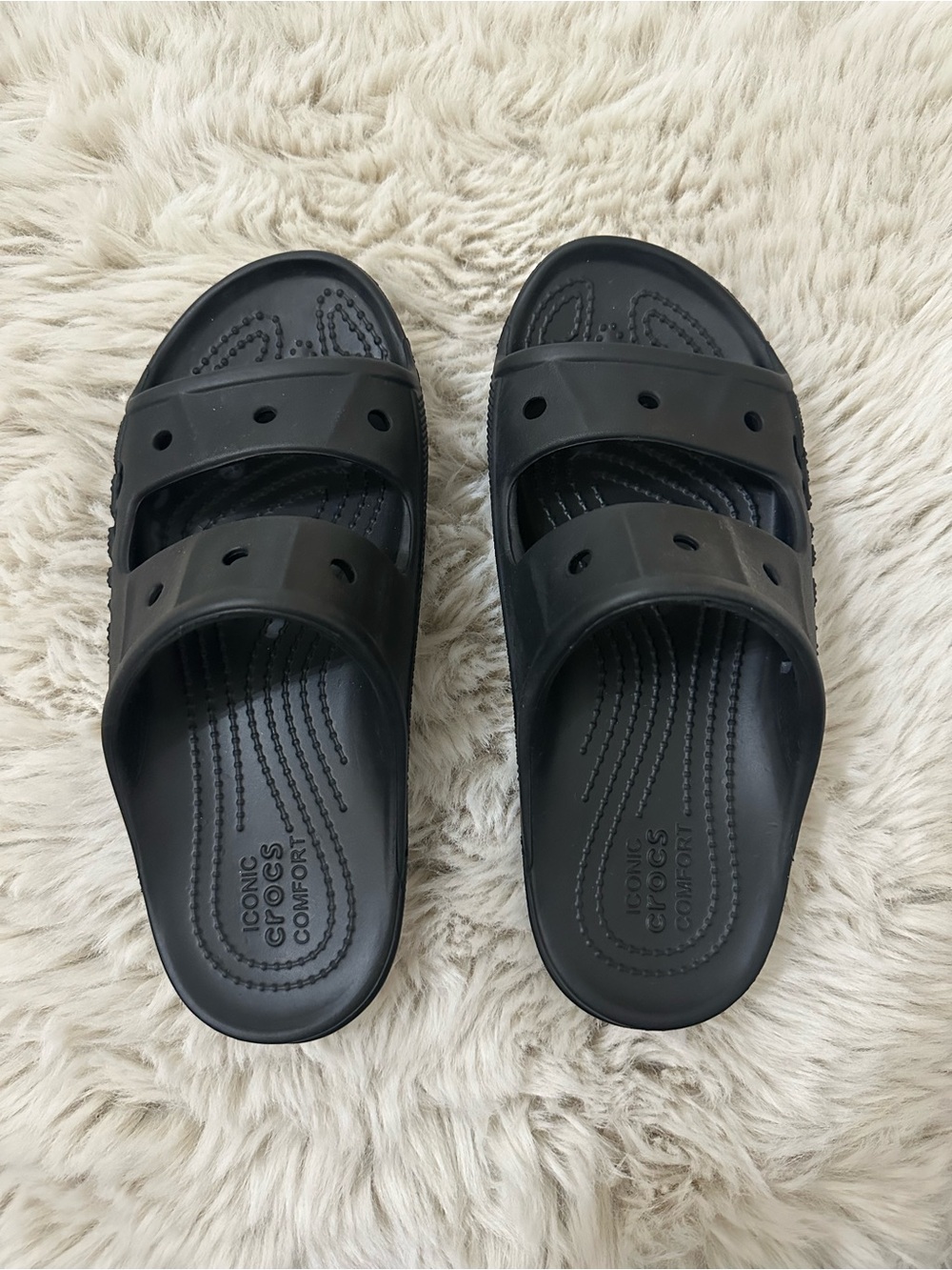 CROCS Black Baya Double-Strap Slide Sandals